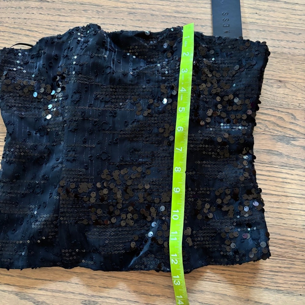 Lioness Shes All That Strapless Top Onyx Black Sequin Corset NWT Size S - Picture 3 of 8